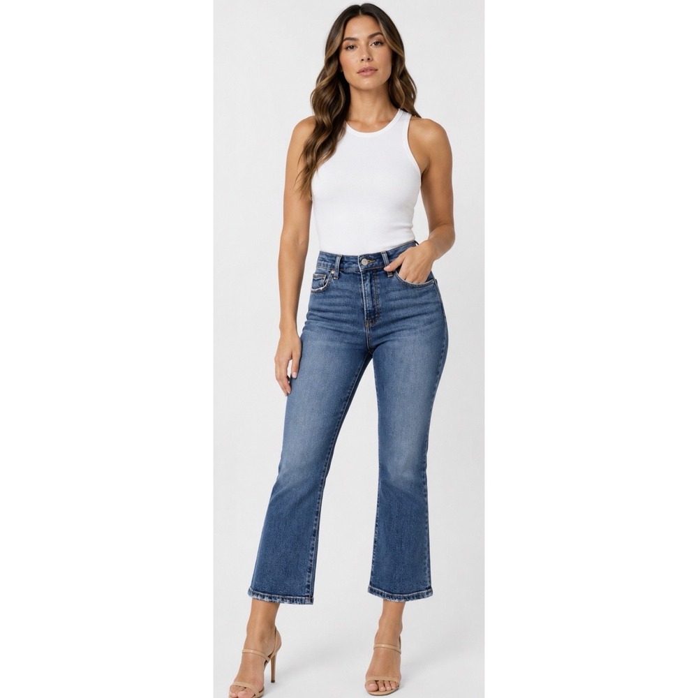 Good American Good Legs Crop Mini Boot Jeans Indigo 0/25 Raw Hem